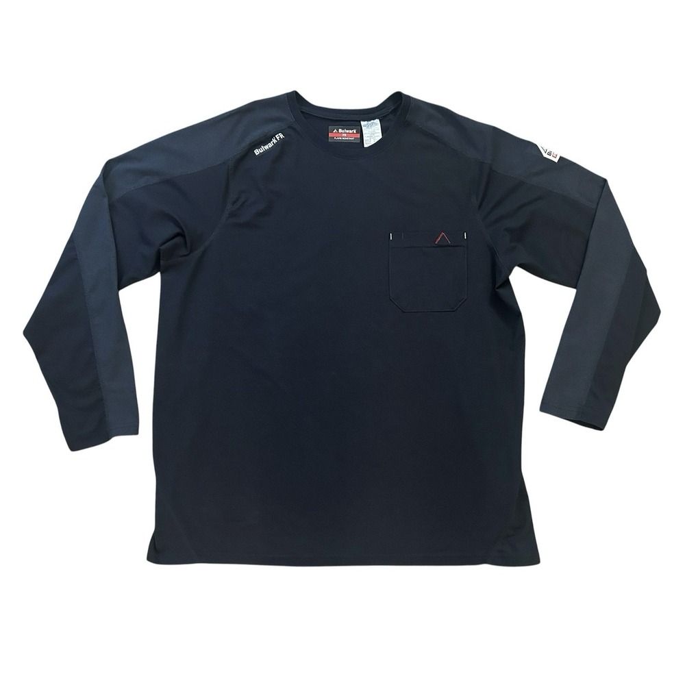 Bulwark FR Flex Knit Tee Long Sleeve Mens XL Navy STT2NV2 Workwear Utility